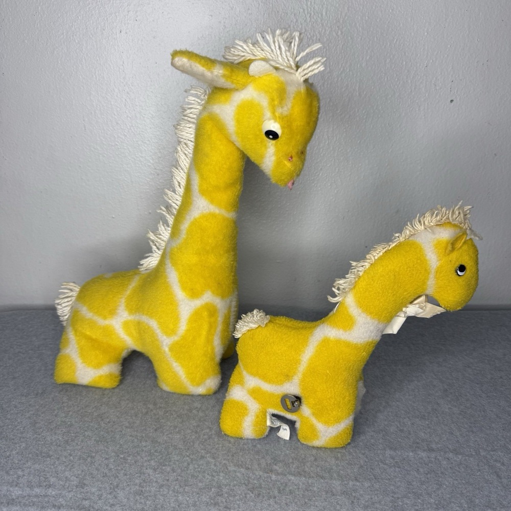 Vintage Eden Musical‎ Giraffe Plush Lot Of 2 Wind Up Turning Neck & Bell Rattle